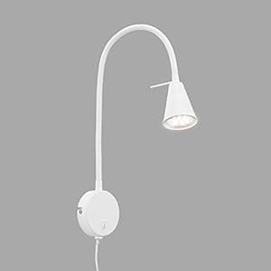 Briloner Leuchten LED-bedlamp, bedlamp flexarm, incl. aan-/uitschakelaar, 4 watt, 400 lumen, 3.000 Kelvin, metaal, wit, 4 W
