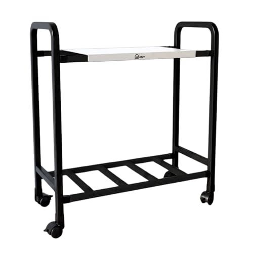Image of Homly Uni Base Inverter Battery UPS Trolley Stand with 360 Rotating Lockable Wheels | Compact & Rust Resistant Inverter Stand for Home | Supports 1 Inverter & 1 Battery Upto 100 kg - Black & White
