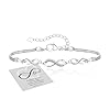 GEMAURA – Pulsera de plata de ley 925, con circonitas, ajustable, con corazón, chapada en oro, símbolo del infinito, de amistad, regalo para mujer