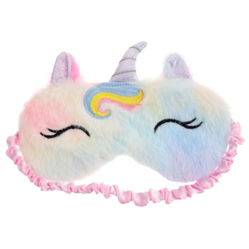 BCOATH 子供用ユニコーン毛アイマスク 軽量通気性ポータブル睡眠カバー 快眠促進ブラフォールド 染色ぬいぐるみアイシェード 贈り物に