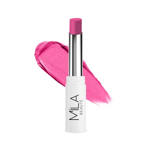 Image of Mila Beaute 24 Hrs Locked In Lips Transfer Proof Lipstick | Enriched With Mango Seed Butter & Hyaluronic Acid | Transfer Proof Formula with Velvety Texture | Smudge Proof & Highly Pigmented | Shade - (Bright Pink, 3.2g)
