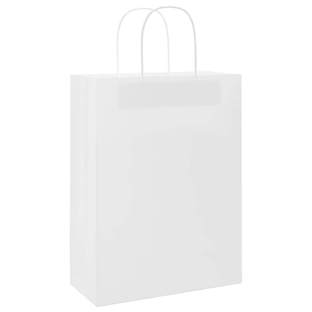 QUAHEAS Bolsas de papel blanco 26 x 12 x 35 cm con asas de cuerda de papel, 50 unidades, bolsas de papel kraft para regalo, fiestas, celebraciones, bodas, Navidad, Pascua