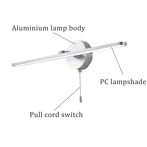 Apliques de pared modernos en aluminio plateado con luz LED neutra de baño 3