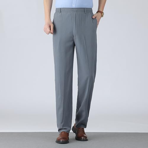 Pants for Men Casual Stylish Elastic Waist Relax Fit Straight Leg Dress Pant Comfy Lightweight Business Work Trousers2