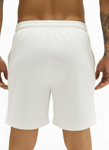 Image of INKKR Men's Premium Polyester Casual Ribbed Shorts ||Loose Fit with 2 Pocket Shorts