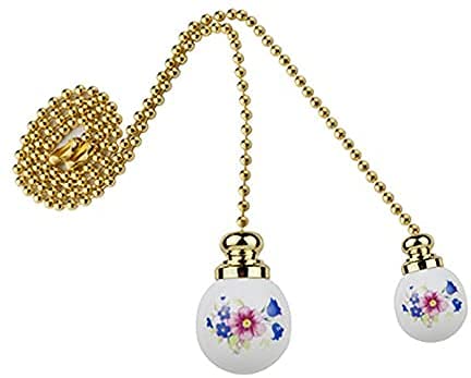 Image of Ceiling Fan Pull Chain, 12 Inches Handle Ceramic Zipper Extension Chandelier Ceiling Fan Zipper 2pcs