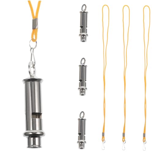 ibasenice 4pcs Stainless Steel Sports Whistles for Referees Loud Crisp Sound Lightweight and Portable for Training and Outdoor Activities for Racing Running and Competitions