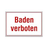 Betriebsausstattung24 "Baden verboten" Aluminium, geprägt - 30,0 x 20,0 cm - Hinweisschild für Wald- und Freizeitanlagen