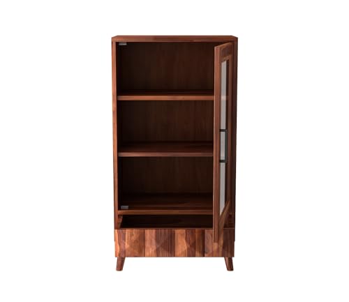 Image of Sheesham Wood Bookcase | Solid Wood Book Shelf for Home Library | Wooden Book Cabinet for Home & Office Living Room (Large, BBslf-Honey4)