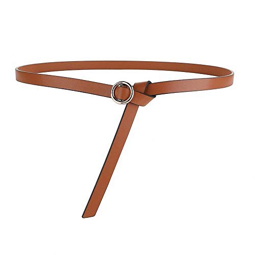 Ulalaza Women's Leather Skinny Belt with Double Ring Alloy Buckle Adjustable Waist for Dress Pants Valentine's Day