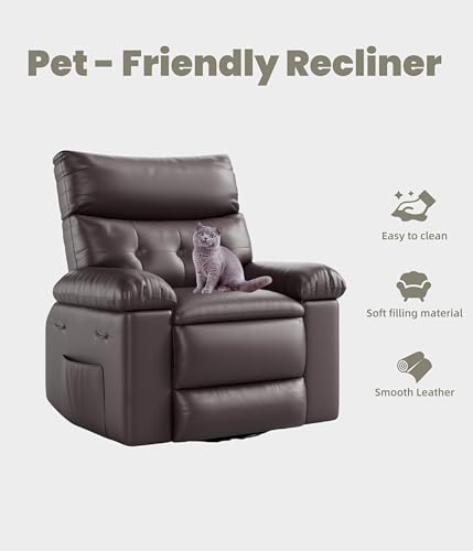 Image of GarveeHome Recliner Chair - PU Leather Manual Recliner for Adults, Lazy Chair with 1.5X Sponge Comfort Arm and Back for Living Room, Bedroom