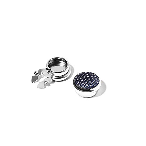 BRERA67 Cubre Botones y Gemelos para Camisa de Hombre, Made in Italy, Button Cover, Gemelos de Boda Fantasía Azul-Plata, Complementos Elegantes y Originales para Caballero