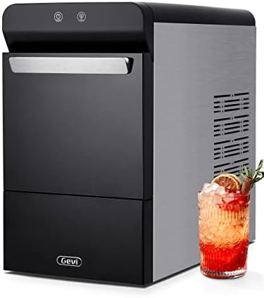 Gevi Household V2.0 Countertop Gemi Nugget Ice Maker Open and Pour Water Refill | Stainless Steel Housing | Fit Under Wall Cabinet | White
