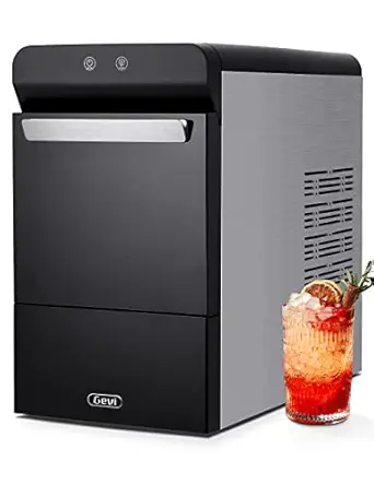 Gevi Household V2.0 Countertop Gemi Nugget Ice Maker Open and Pour Water Refill | Stainless Steel Housing | Fit Under Wall Cabinet | White