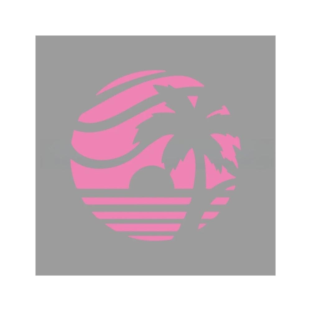 Sunset Coconut Palm Seascape Vinyl Sticker Waterproof Decal for Car Truck Motorcycle Laptop(Pink,20x20cm)
