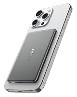 decqle “Air” Magnetische Powerbank für MagSafe, 5000mAh Ultra Slim Wireless Externe Akkupack mit USB-C Kabel, Akku Hülle Nur für iPhone 17/16/15/14/13/12 Serie (Grau)