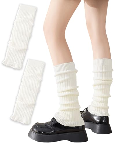 Image of Yawlsow Leg Warmers for Women Girls Y2k Knit Ruffle Leg Warmer Winter 80s with Sequins, Japanese Kawaii Harajuku Accessories