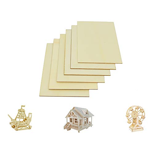 FEILIBAY 6 Pack Basswood Sheets, 1/16 x 3.9 x 5.9 Inches Unfinished Wood Thin Wood Sheets for Crafts, DIY Painting, Staining, Burning Coasters