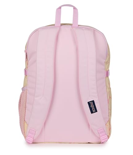 Image of JanSport Main Campus Backpack - Travel or Work backpack w 15-Inch Laptop Sleeve and Dual Water Bottle Pockets, Rows Of Bows Natural /Pink Ice