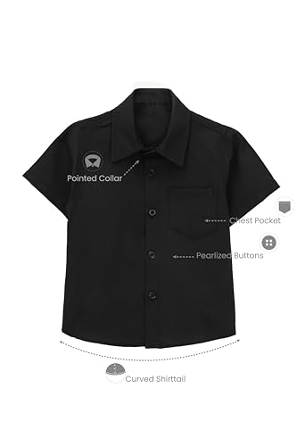 Lilax Boys' Button Down Shirt Solid Short Sleeve Classic Solid Oxford Dress Shirt2