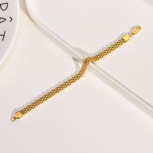 18K Gold Cuban Chain Unisex Hip Hop Gold Net Bracelet Wrist Chain Birthday and Valentine's Day Gift Suitable for Both Men and Women4