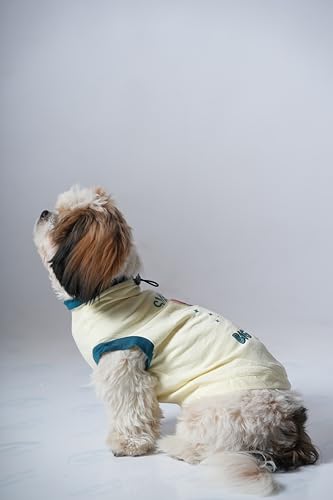 Image of Thunder Tails Premium Cotton Dog T-Shirt | Adjustable Neck | for Small Dogs | Butter Yellow | Large | for Small Dogs Like Shih Tzu, Chihuaha, Poodle, Pug