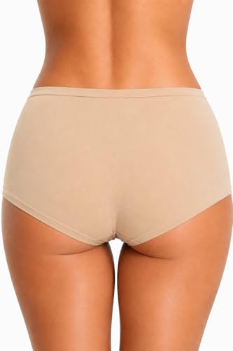 Image of Womens High Coverage Super Soft Elastane Stretch Mid Waist Boy Shorts Panties