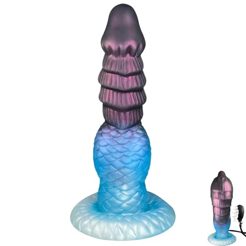 Inflatable Butt Plug Fantasy Dildo with Suction Cup Expandable Silicone Anal Plug Thick Dildo with Textured Knot Anal Dilator & Stretching Trainer Adult Sex Toyscouples for Women Men - Purple/Blue