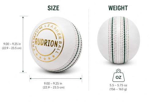 Image of Premium Leather Cricket Ball | Hand Stitched 4 Ply Leather Ball with Raised Seam for Swing & Bounce | Durable Match & Practice Ball for Club, Training & Professional Cricket (2, White)