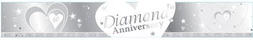 Anniversary 60th Diamond Silver & White 9ft Foil Banner