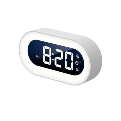 Marchfunny Reloj silencioso luminoso con brillo ajustable para dormitorio, diseño fácil de usar (blanco)