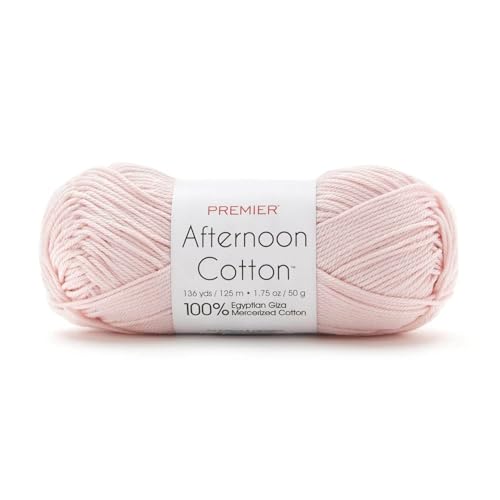 Premier Yarns Afternoon Cotton Yarn, Made of Egyptian Giza Mercerized Cotton, Light Weight, Machine Washable, Ideal for Crocheting and Knitting, Ballet Slipper, 1.75 oz, 136 yards