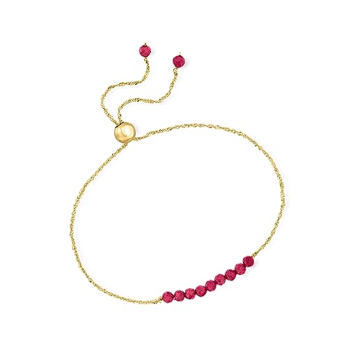 Pure Collection by Ross-Simons 2.70 ct. t.w. Ruby Bead Bolo Bracelet 14kt Yellow Gold3