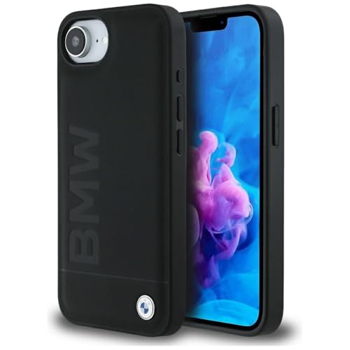 CG Mobile BMW Leather Hot Stamp Coque pour iPhone 16e (Noir)