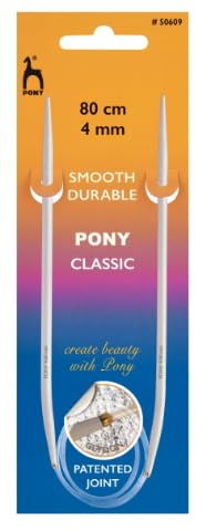 4mm Circular Knitting Needles Pony Classic Fixed Cables- 40cm, 60cm, 80cm, 100cm (80cm)