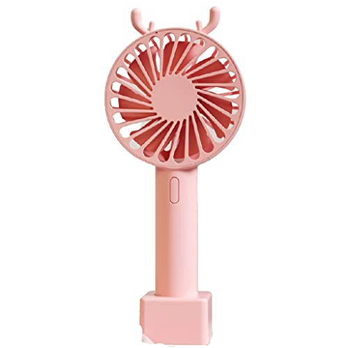 Potente ventilador de mano, mini ventilador portátil, ventilador de escritorio con base, 3 velocidades ajustables, ventilador de refrigeración pequeño USB, dormitorio/hogar/oficina/exterior súper