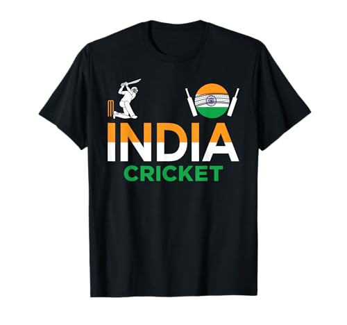 India Cricket Flag Tee for Lovers of Cricket Game Cricketers T-Shirt