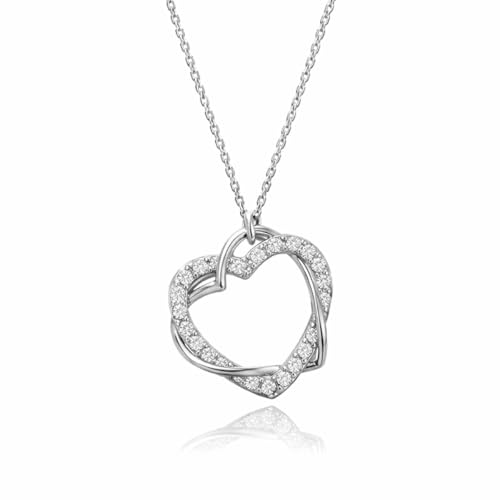 Image of Nilu's Collection Rose Gold & Silver Plated Heart Pendant with American Diamond - Elegant Pendant for Girls - Ideal Gift for Valentine's /Birthday /Dates