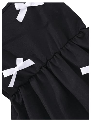 OYOANGLE Girl's Bow Knot Spaghetti Straps Cami Dress High Waist Flared A Line Dresses4