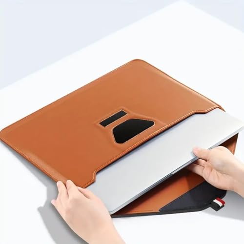 Image of TechTrendz Premium PU Leather Laptop Sleeve Bag for MacBook Laptops iPad Tablet 15.6 /15.4 /16.2 inch Laptop Cover Case for MacBook Neo 13 inch (A18 Pro Chip,2026) A3404 - Brown