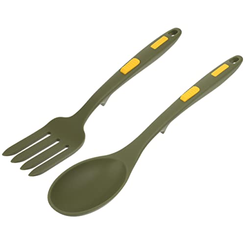 Ipetboom Cucchiai in Silicone Per Cucina Utensili Per Pasta Multiuso Cucchiai Da Cucina Antiaderenti Per Pentole Forchettone Ergonomico in Silicone Resistente Al Calore Forchetta Per Spaghe