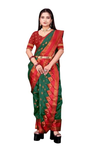 Narayan Board Patti Nauvari Cotton Silk Saree,Maharashtrian Marat...