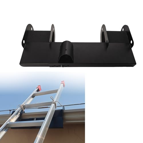 ZAFortLign Ladder Helper Heavy Duty Steel Gutter Guard Ladder Protector & Stabilizer Prevent Ladder Slippage Adjustable Width Ladder Safety Helper for Gutters and Roof Cleaning 1 Pack (Black)