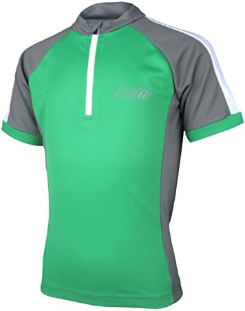 bpbtti Kid's Quick Dry Half Zipper Cycling Jersey Short Sleeve High Wicking Boys Girls Bike Biking Shirt with 1 Rear Pocket (Green, 152-XL)