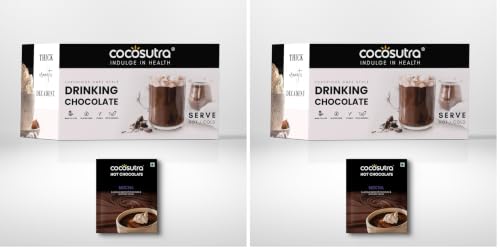Image of COCOSUTRA Drinking Chocolate Mix | Mocha | 20 Single-Serve Sachets (20g Each) | Vegan & Gluten Free | No Preservatives | Enjoy Hot or Cold | Ready in 2 Minutes | 400g (Pack of 2)