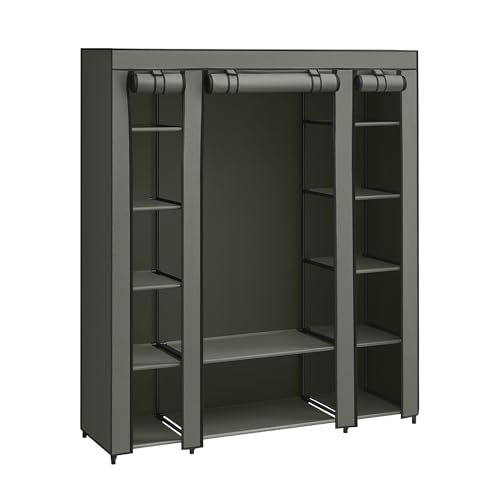 SONGMICS Armoire de Rangement en Tissu, Penderie avec Housse, Placard, Garde-Robe, 45 x 150 x 175 cm, 12 Compartiments, Cadre en Métal, pour Chambre, Vestiaire, Vert...
