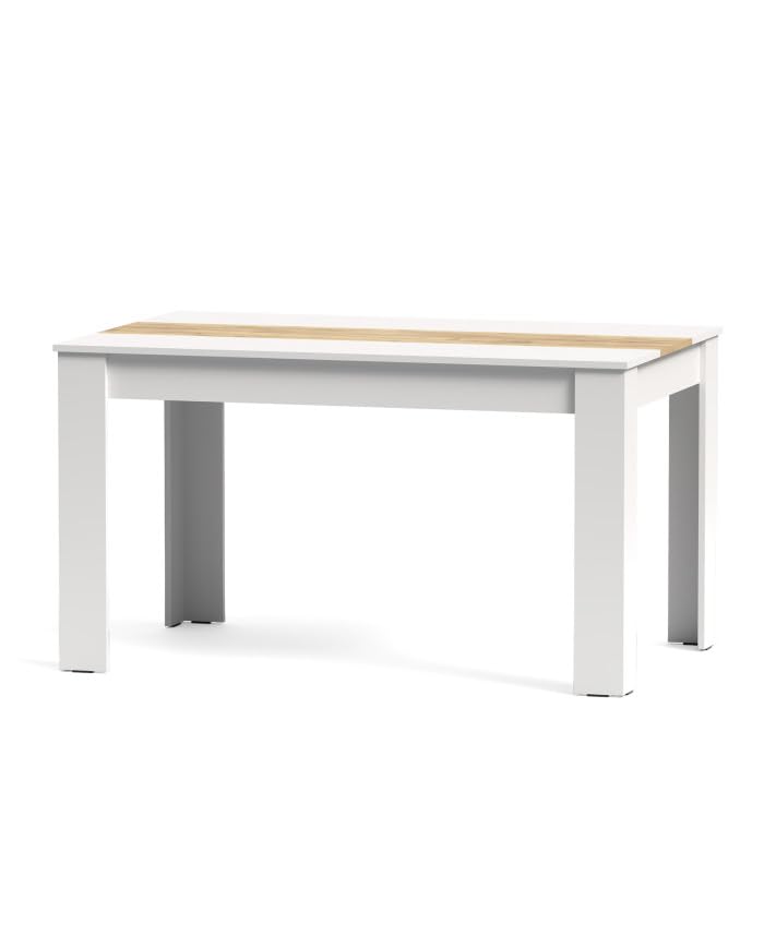 Home Heavenly®Mesa Comedor, Mesa Fija, Modelo Mirko, Acabado con Tablero en Dos Colores: 140 cm (Largo) x 90 cm (Ancho) x 78 cm (Alto) Blanco Oak Golden