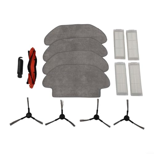 14 Pcs Replacement Parts Accessories Fits for Karcher RCV 3 Robot Vacuum Cleaner, Include 1 Main Brush, 4 Hepa Filters, 4 Mop Cloths, 4 Side Brushes