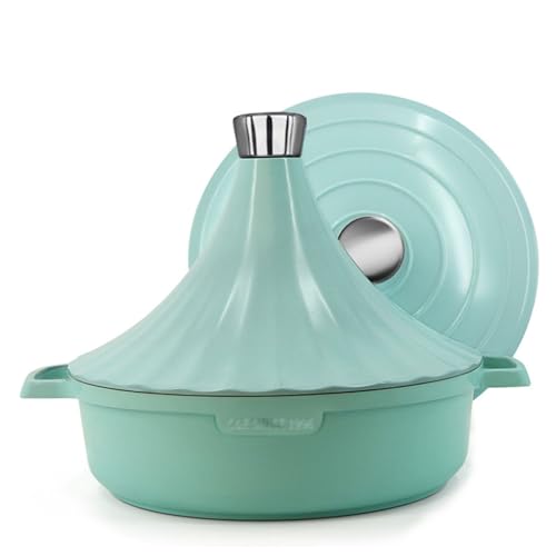 SXTYYH Cast Aluminium Large Capacity Tagine Pot for Cooking Authentic Moroccan Tajine for Tasty Meals, Preserves Nutrients Seafood Pot (Blue)