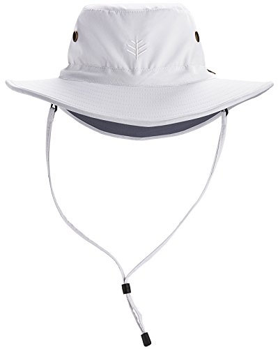 Coolibar UPF 50+ Men's Leo Shapeable Wide Brim Hat - Sun Protective (XX-Large- White/Carbon)